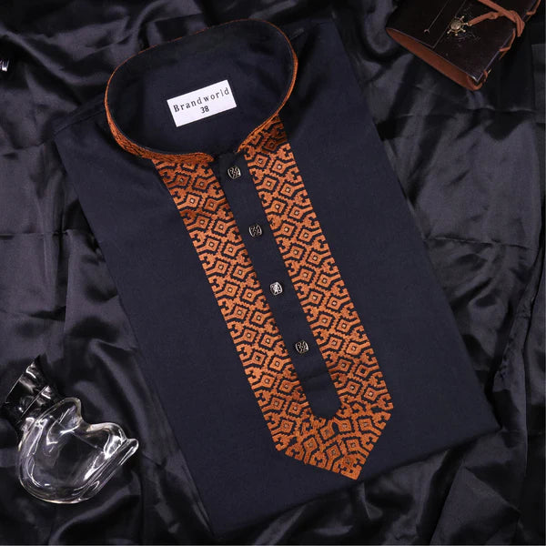 Men Embrodery Panjabi-black