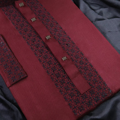 Men Embrodery Panjabi-Marron