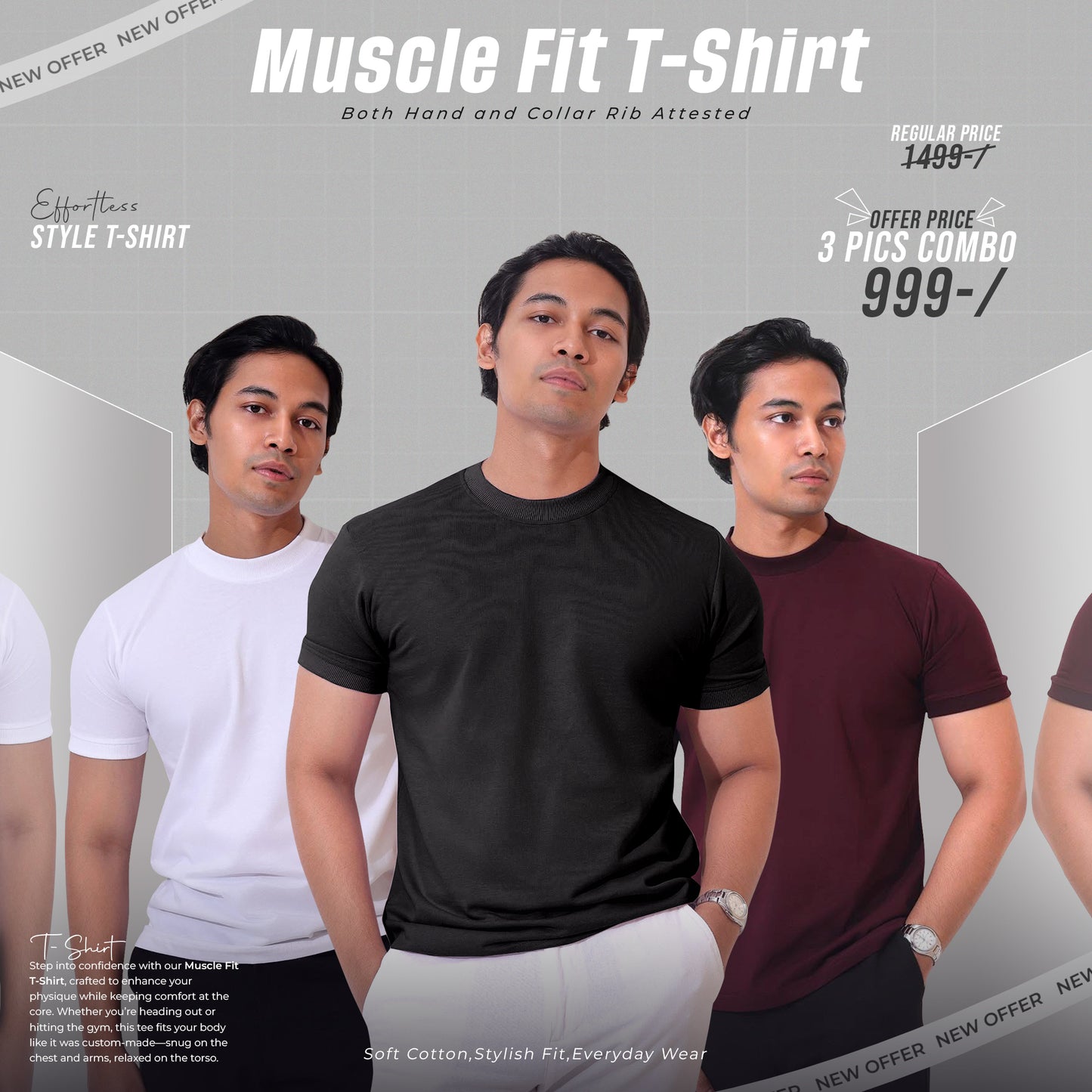 Muscle T shirt- 3 pcs