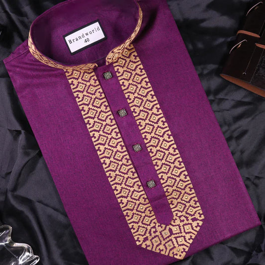 Men Embrodery Panjabi-purple