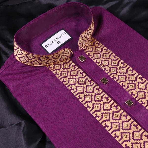 Men Embrodery Panjabi-purple